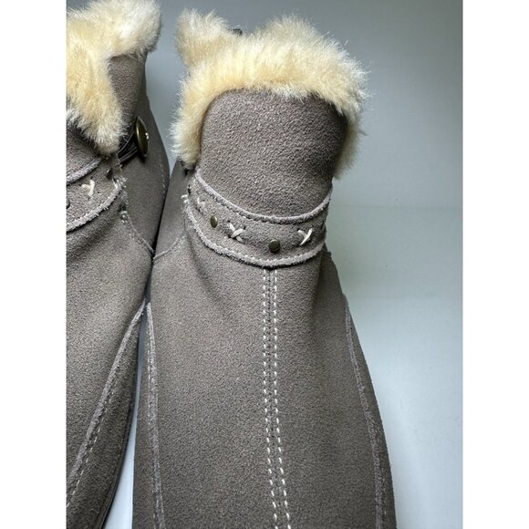 Easy Spirit Women’s Winter Booties Gray Suede Fur Lined Ankle Boots Size 10 - Picture 5 of 9